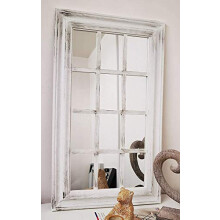 CAPRISTAR 43X73cm White Rectangle Window Shape Designer Wall Mirror Indoor/Outdoor Beautiful Decoration Art Piece Gift (White)