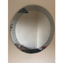 CAPRISTAR 50cm Round Shape Designer Silver Glitter Wall Mirror Frame Beautiful Decoration Art Piece Gift