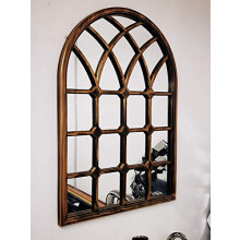 BLACK BRUSHED GOLD Stylish Rustic Soho Window Style Mirror Elegant Vintage Hallway Mirror 50.5X71X2.5cm