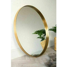 CAPRISTAR 80cm Aluminium Frame Round Shape Designer Large Wall Mirror Wall Mounted Mirror Beautiful Decoration Art Piece Gift- (GOLD)