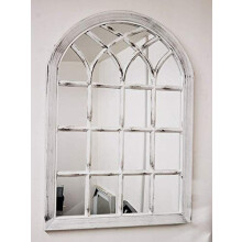 White Rustic Soho Window Style Mirror Elegant Vintage Hallway Mirror 50.5X71X2.5cm