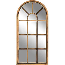 CAPRISTAR 70x35cm Window Shape Designer Wall Mirror Indoor/Outdoor Lightweight Arched Window Wall Mirror Beautiful Decoration Art Piece Gift (Brushed