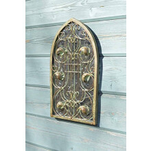 40x24cm Large Rustic Design Arch Scroll Ornate Garden Wall Mirror Metal Country