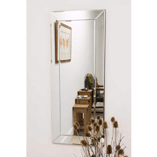 MirrorOutlet Large Single Edge Venetian Modern Dress Wall Mirror 3Ft10 X 1Ft6 (117cm X 46cm), Silver, 61x51,DC011(1)