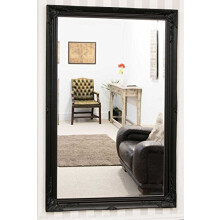 Extra Large Classic Ornate Styled Black Mirror 5ft7 x 3ft7 (170cm x 109cm)