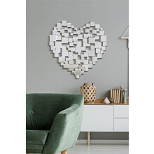 MirrorOutlet Large Beautiful Modern Heart Shape Venetian Wall Mirror 2 x 80 x 80 cm, Silver