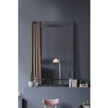 MirrorOutlet YC067 Large Modern Venetian Glass Double Edged Wall Mirror, Silver, 80 x 120 cm