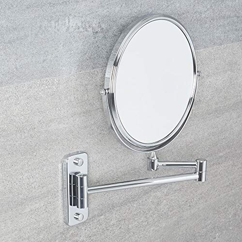 Milano Milano Mirage Wall Mounted Round Double Sided Extendable 2x Magnification Bathroom Shaving Mirror 2