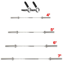 TNP Products TnP 5ft 6ft 7ft Feet Olympic Bar Weight Lifting Barbell Bars With Spring Collars Collar (5' - Feet)
