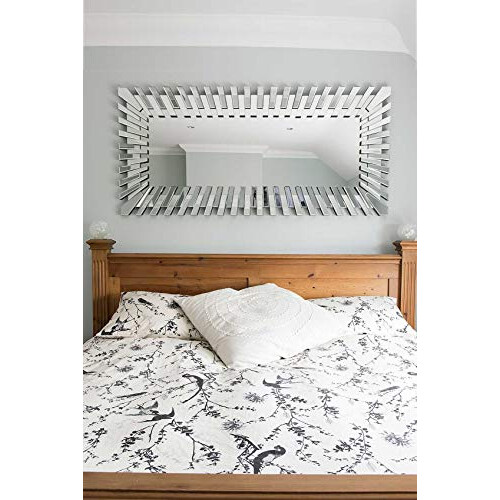 Modern Unique 3D Sunburst All Glass Venetian Rectangular Wall Mirror, 61x51, Silver 1