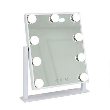 At Home Comforts Hollywood Mirror, 9 LED Bulbs Dressing Table Vanity, Adjustable Tilt, White, Small