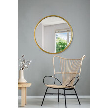 Large Gold Circular Bevelled Wall Mirror 80cm x 80cm