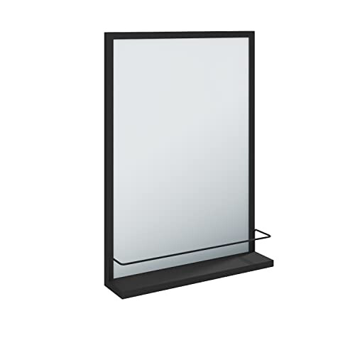 Iona 500 x 700mm Rectangle Black Frame Mirror with Shelf 1