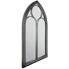 MirrorOutlet Milton Manor Black Rustic Chapel Window Design Garden Outdoor Wall Mirror 3ft8 x 2ft 112cm x 61cm, GMA007-M