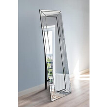 MirrorOutlet New Triple Bevel Large Modern Venetian Cheval Free Standing Mirror 5Ft X 1Ft3 (150 X 40cm), Frameless