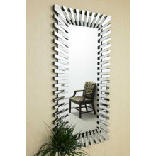 Milton Manor All glass Starburst Wall Mirror 5ft7 x 2ft8 170cm X 79cm, Frameless
