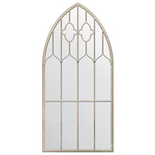 MirrorOutlet Home & Garden Large New Rustic Multi Panelled Arched Window Garden Outdoor Mirror 160 x 85cm 5ft3 x 2ft9, Silver (GMA035)