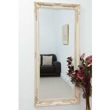MirrorOutlet Milton Manor Large Antique Style Rectangle Ivory Wall Mounted Leaner Dress Mirror 5Ft7 X 2Ft7 170cmx79cm, LL019-M