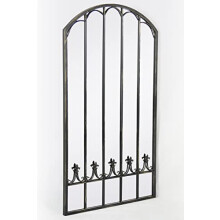 MirrorOutlet Large Metal Rustic Arched Shaped Window Garden Outdoor Mirror 140cm X 75cm, Black (GMA030)