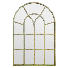 MirrorOutlet Large Metal Rustic Arched Shaped Window Garden Outdoor Mirror 90cm X 60cm, Bronze (GM095)