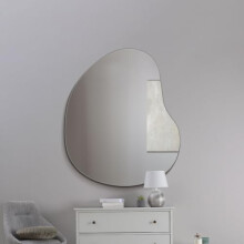 MirrorOutlet The Lapillus - Frameless Modern Pebble Pond Wall Mirror 47" X 39" (120CM X 100CM) Silver Mirror Glass with Black wooden Backing -