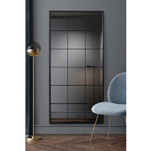 MirrorOutlet The Fenestra - Black Modern Window Full Length Leaner/Wall Mirror 69" X 33" (174CM X 85CM) Black Metal Frame, Lilac