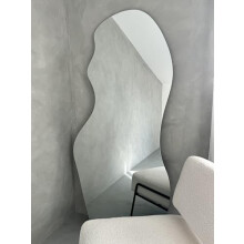MirrorOutlet The Lacuna - Frameless Modern Full Length Pond Leaner/Wall Mirror 67" X 32" (170CM X 80CM) Silver Mirror Glass with Black wooden Backing