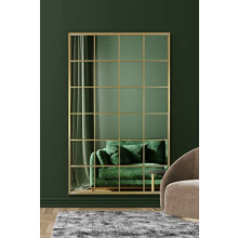 MirrorOutlet The Fenestra - Gold Modern Window Full Length Leaner/Wall Mirror 69" X 43" (174CM X 110CM) Silver Mirror Glass with Gold Metal Frame