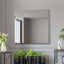 MirrorOutlet The Moderni - Large Bevelled edged Modern Square Wall Mirror 31" X 31" (80cm X 80cm) Silver Mirror Glass On A Black Backing