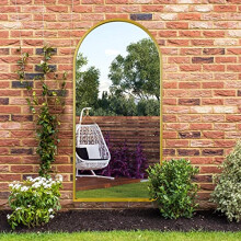 MirrorOutlet The Arcus Gold Metal Framed Modern Arched Garden Outdoor GMA049, Gold, 160 x 80
