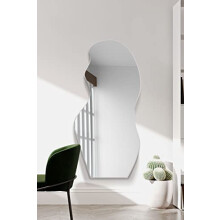 MirrorOutlet The Lacuna - Frameless Modern Full Length Pond Leaner/Wall Mirror 47" X 20" (120CM X 50CM) Silver Mirror Glass with Black wooden Backing