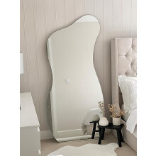 MirrorOutlet The Lacuna - Frameless Modern Full Length Pond Leaner/Wall Mirror 67" X 32" (170CM X 80CM) Silver Mirror Glass with Black wooden Backing