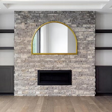 MirrorOutlet The Arcus - Gold Metal Framed Modern Arched Wall Mirror 49" X 35" (125CM X 90CM) Gold 2cm Wide Frame and 3cm Deep.