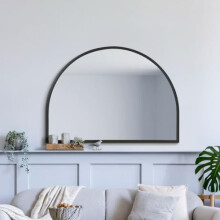 MirrorOutlet The Arcus - Black Metal Framed Modern Arched Wall Mirror 49" X 35" (125CM X 90CM) Black. 2cm Wide Frame and 3cm Deep.
