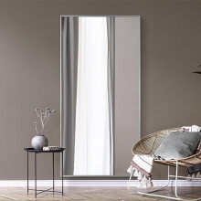 MirrorOutlet The Artus - Silver Modern Aluminium Edged Wall Mirror 79" X 39" (200CM X 100CM) Silver Mirror Glass