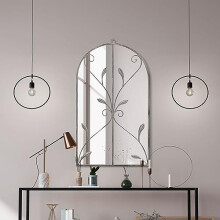 MirrorOutlet The Arcus - Concrete Colour Framed Modern Arched Wall Mirror 31" X 18" (80CM X 46CM) Silver Mirror Glass with Black All weather Backing.