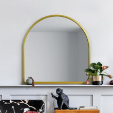 MirrorOutlet The Arcus - Gold Framed Modern Full Length Arched Leaner/Wall Mirror 39" X 39" (100CM X 100CM) Silver Mirror Glass with Black All weather