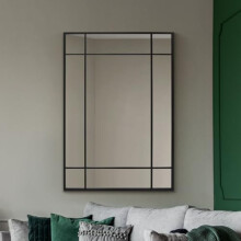 MirrorOutlet The Fenestra - Black Modern Contemporary Wall Mirror 39" X 27" (100CM X 70CM) Silver Mirror Glass with Black Metal Frame.…