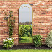 MirrorOutlet The Arcus - Gold Framed Modern Full Length Arched Leaner Garden Wall Mirror 67" X 24" (170CM X 60CM) Silver Mirror Glass with Black All