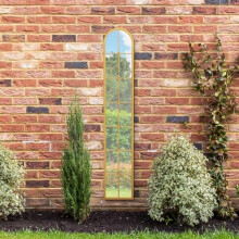 MirrorOutlet The Arcus - Gold Framed Modern Full Length Garden Arched Leaner Wall Mirror 67" X 12" (170CM X 30CM) Silver Mirror Glass with Black All