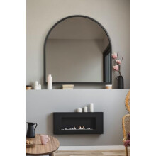 MirrorOutlet The Arcus - Black Framed Modern Full Length Arched Leaner/Wall Mirror 39" X 39" (100CM X 100CM) Silver Mirror Glass with Black All