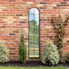 MirrorOutlet The Arcus - Black Framed Modern Full Length Garden Arched Leaner Wall Mirror 75" X 16" (190CM X 40CM) Silver Mirror Glass with Black All