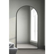 MirrorOutlet The Arcus - Black Framed Modern Full Length Arched Leaner/Wall Mirror 79" X 39" (200CM X 100CM) Silver Mirror Glass with Black All