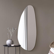 MirrorOutlet The Lacuna - Frameless Full Length Pond Leaner/Wall Mirror 47" X 20" (120CM X 50CM) Silver Mirror Glass with Black wooden Backing -