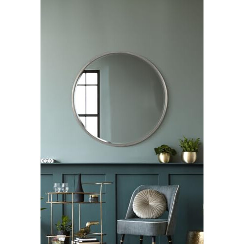 Large Silver Circular Bevelled Wall Mirror 100cm x 100cm 3ft x 3ft GL352 1