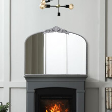 MirrorOutlet The Crown - Silver Metal Framed Classic Arched Wall Mirror with Feature Crown 40" X 31" (102CM X 80CM) Black. 2cm Wide Frame and 3cm