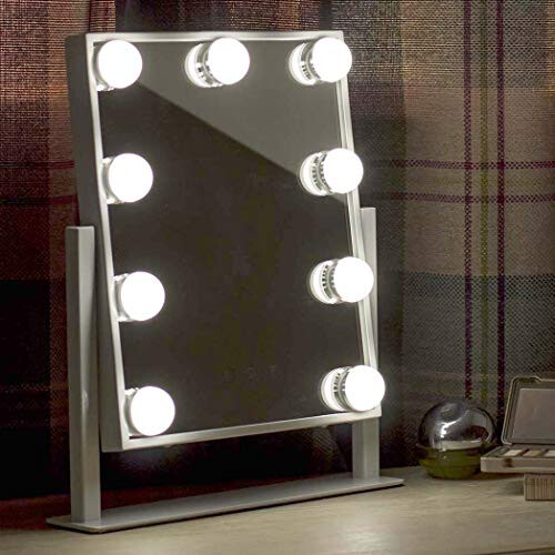 At Home Comforts Hollywood Mirror, 9 LED Bulbs Dressing Table Vanity, Adjustable Tilt, White, Small 1