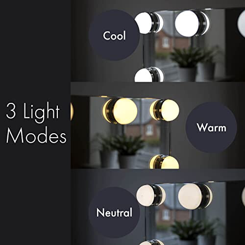 At Home Comforts Hollywood Mirror, 9 LED Bulbs Dressing Table Vanity, Adjustable Tilt, White, Small 2
