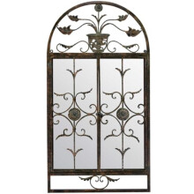 The Dorset - Dark Metal Rustic Framed Arched Wall Mirror with Opening Doors 51" X 52" (130CM X 132CM max). Closed doors 51" X 28" (130cm X 69cm).