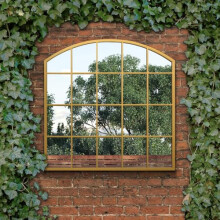 The Arcus - Gold Framed Arched Window Garden Mirror 39"x39" 100x100CM. Suitable for Outside and Inside!